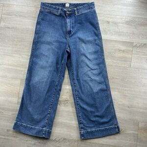 GAP High Rise Wide Leg Crop Chino Jeans Size 10/30 Regular Medium Wash